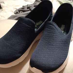 Skechers Blue and White Slip-On Loafers with Breathable Mesh